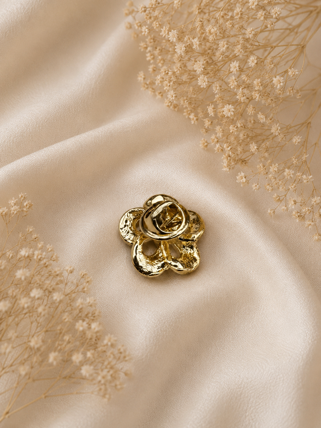Gold Crystal Flower Brooch, Elegant Floral Lapel Pin