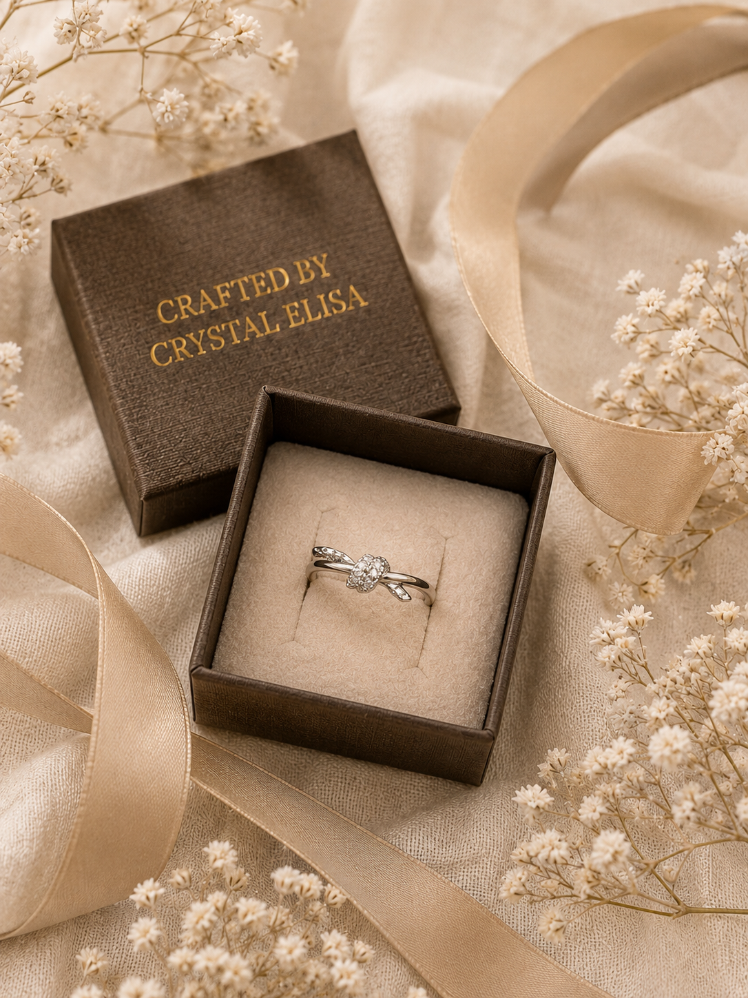 Willow Knot Adjustable Ring: Gold & Silver Crystal Knot Ring