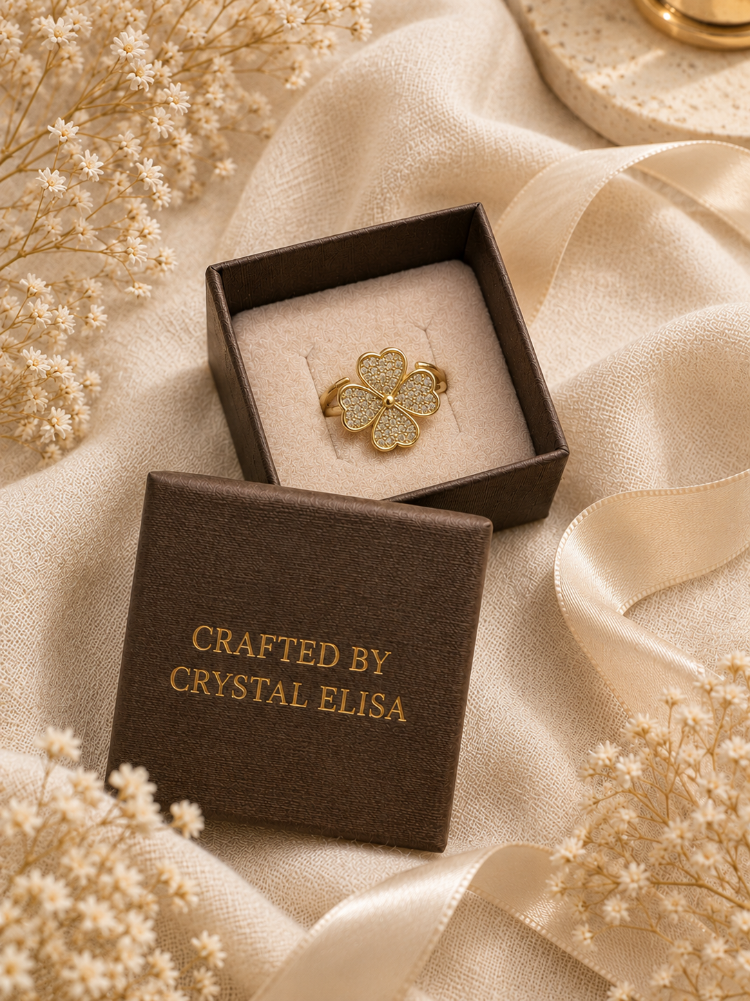 Clover Spin Adjustable Ring: Gold