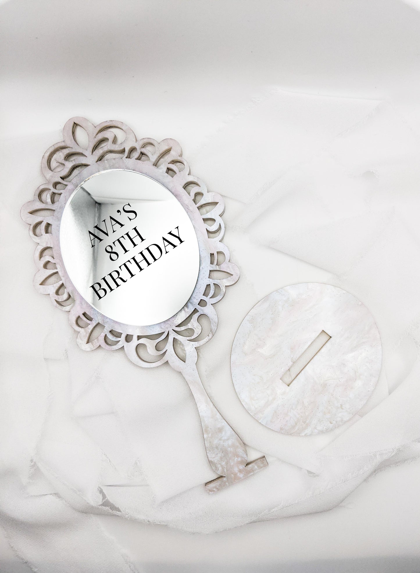 Custom Acrylic Mirror Sign on Stand, Personalized Event Display for Events