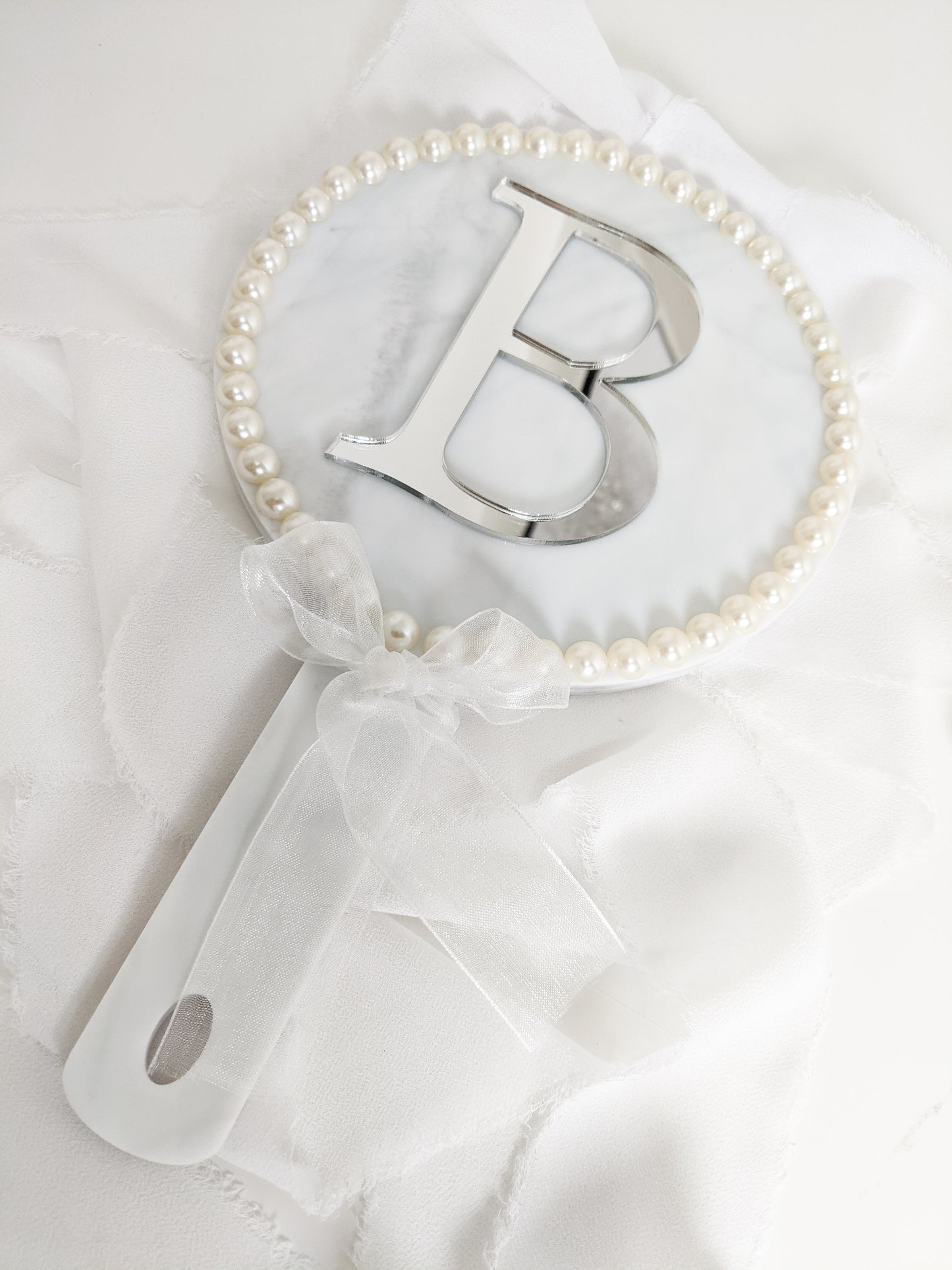 Custom Initial Bride Hand Mirror, Personalized Wedding Gift