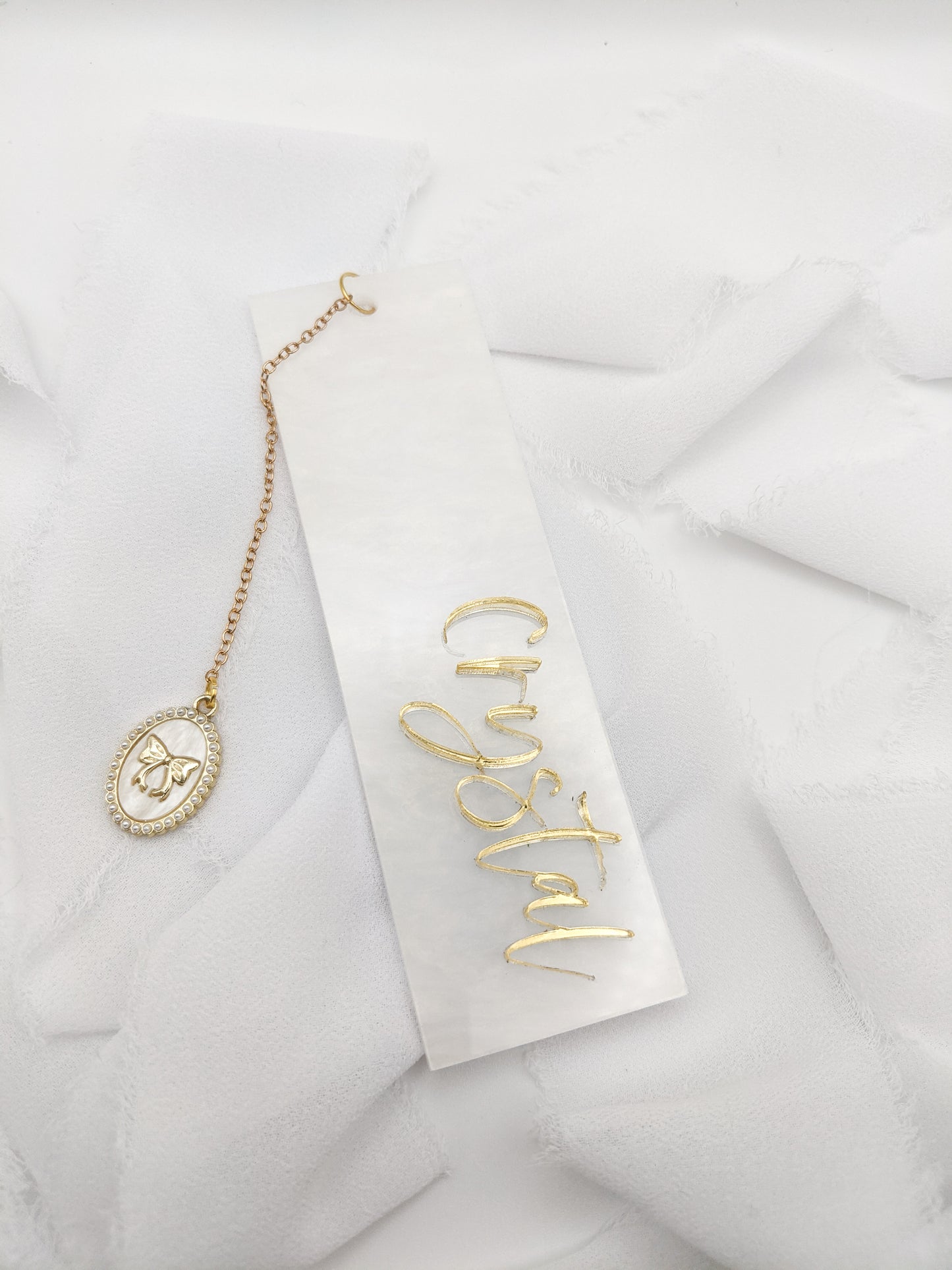 Custom Acrylic Bookmark with Charm, Personalized Name Bookmark
