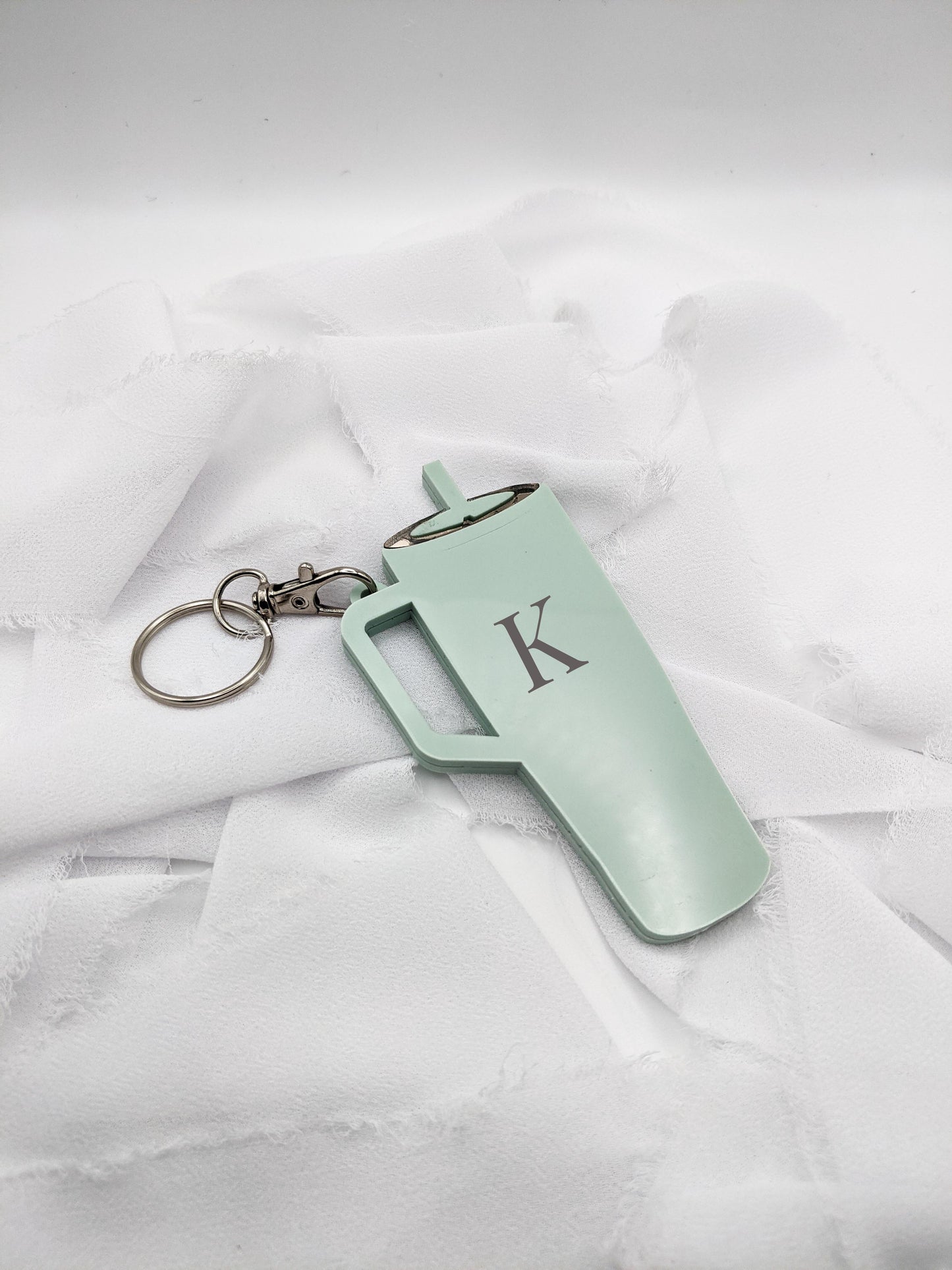 Custom Tumbler Keychain with Initial