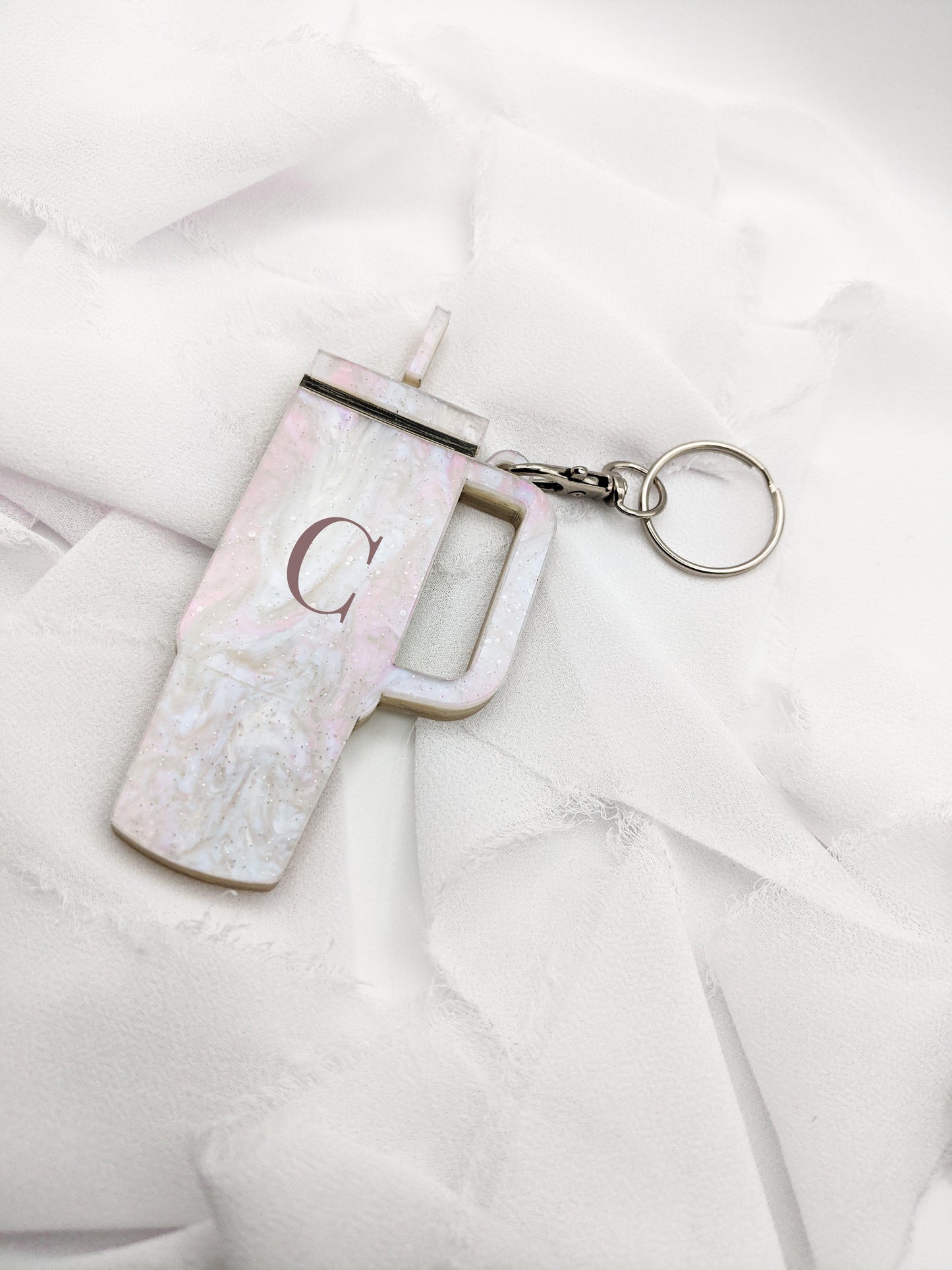 Custom Tumbler Keychain with Initial