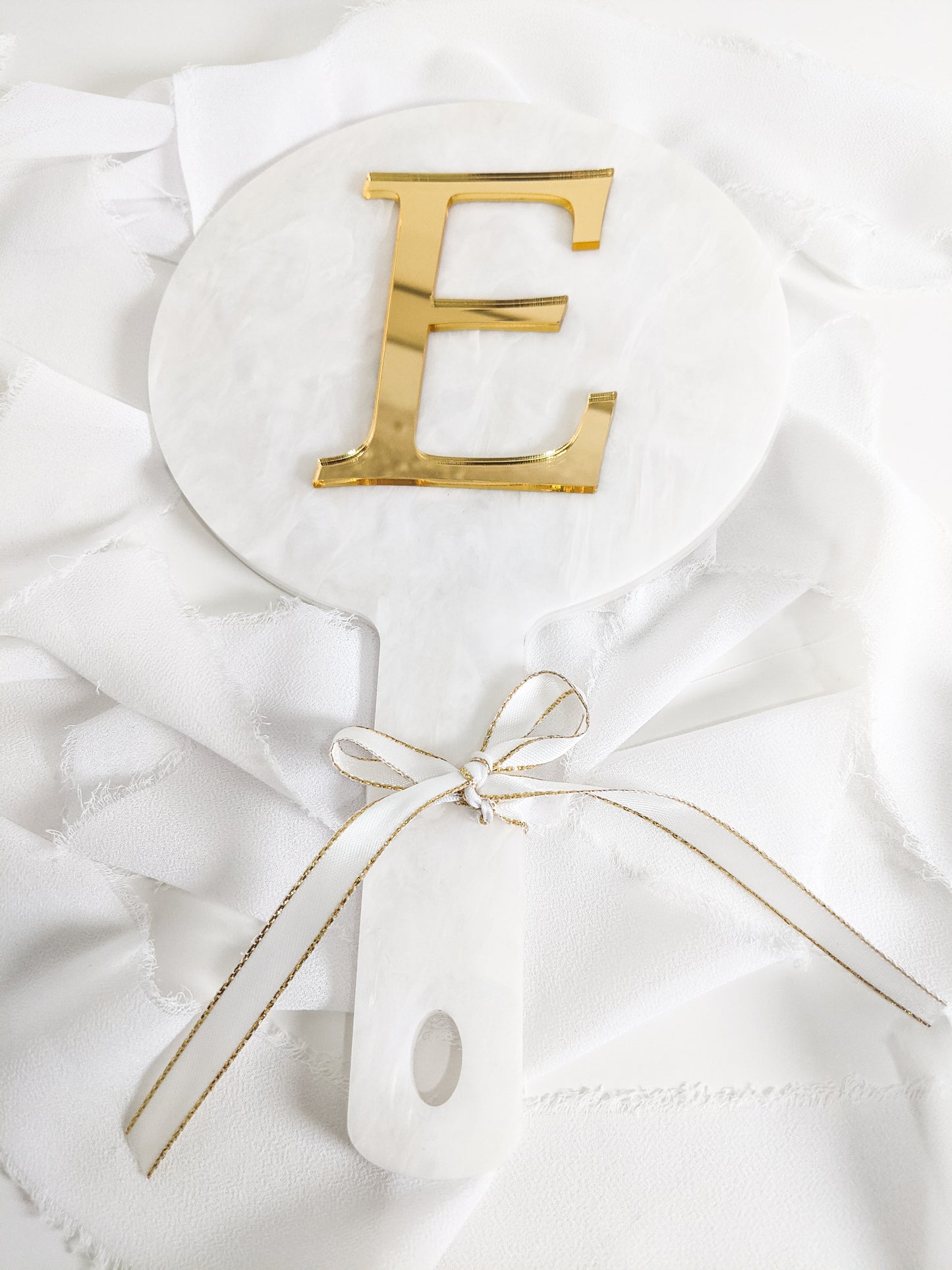 Custom Initial Acrylic Hand Mirror, Personalized Circle Vanity Mirror