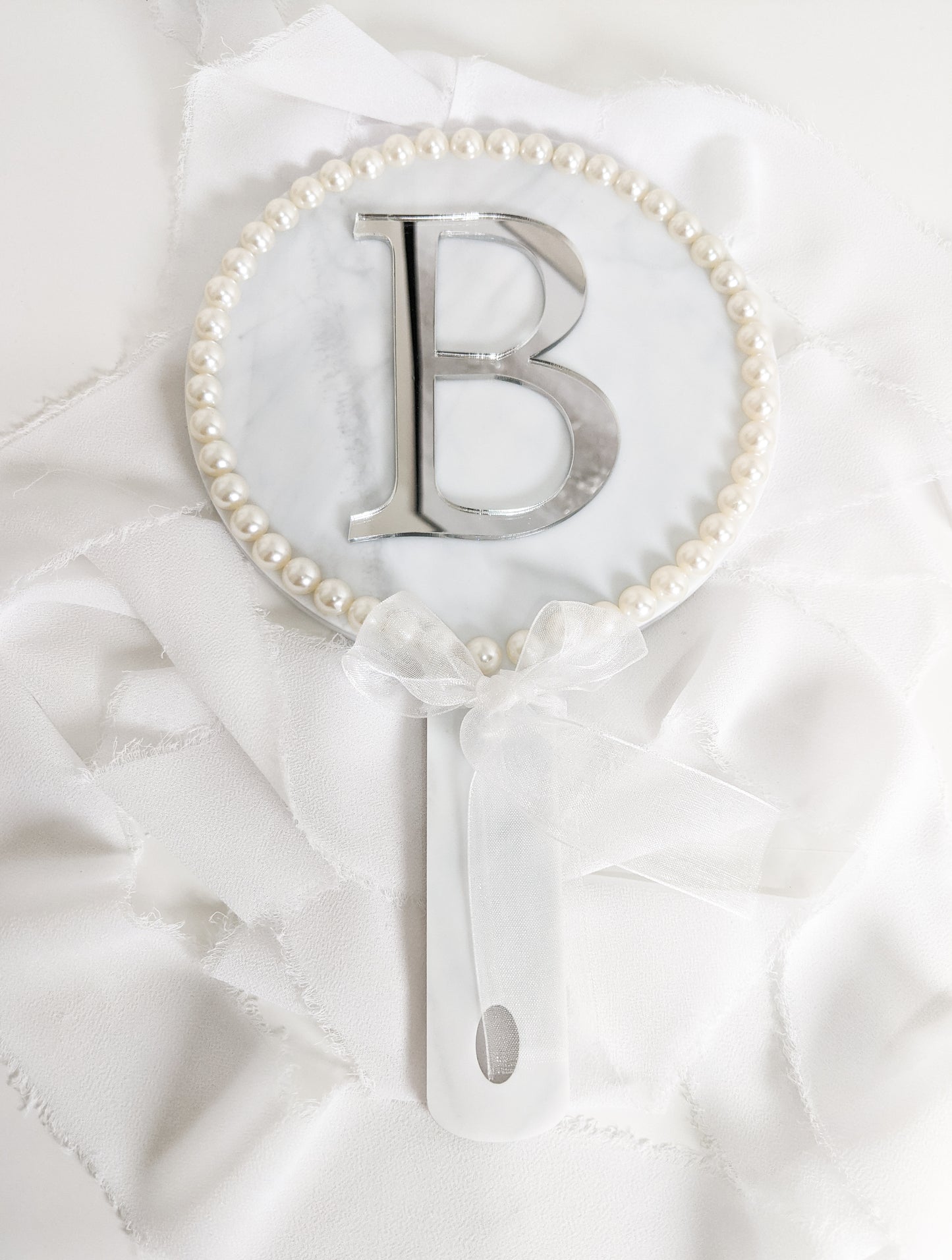 Custom Initial Bride Hand Mirror, Personalized Wedding Gift