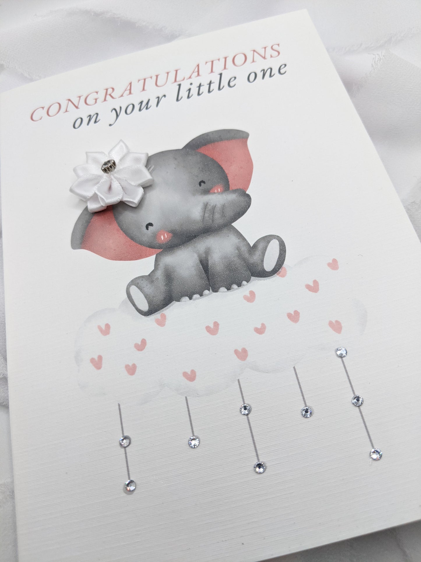 5"x7" Baby Shower Pink Elephant Card