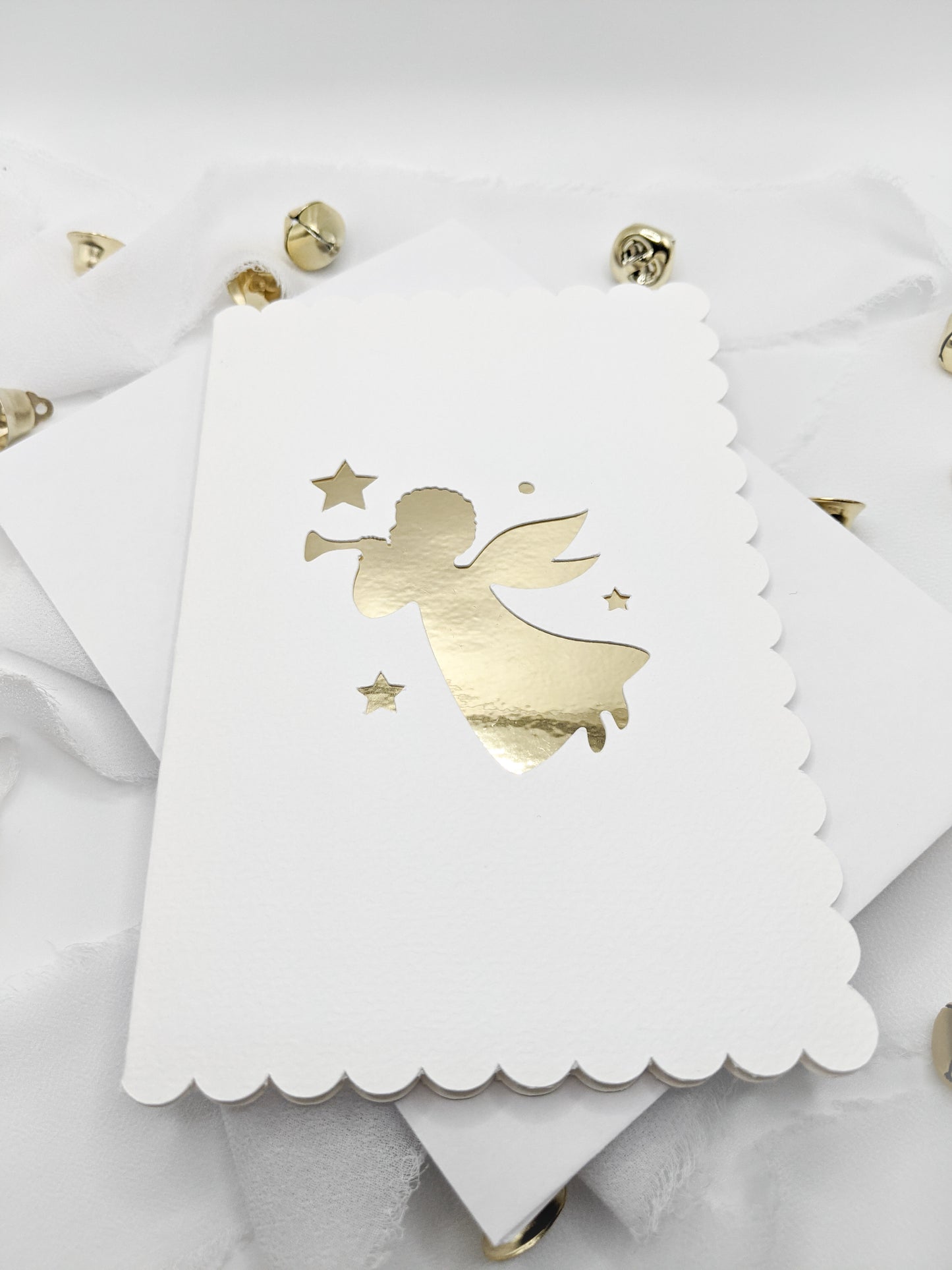 Set of 4, Christmas Foil Cut-out Cards
