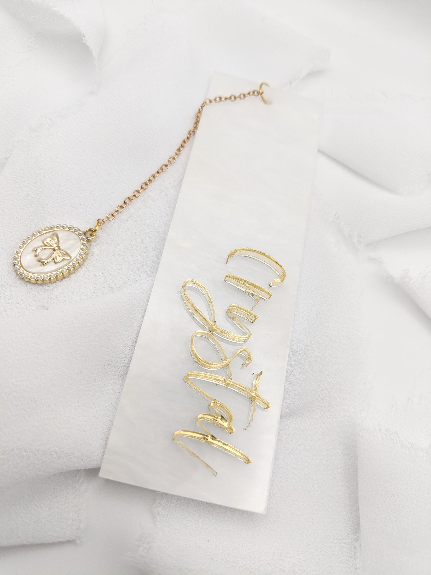 Custom Acrylic Bookmark with Charm, Personalized Name Bookmark