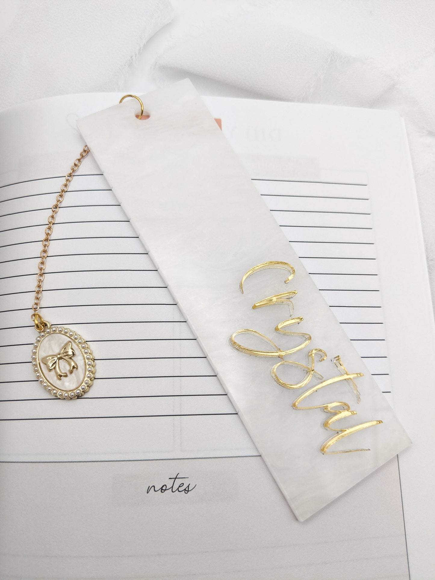 Custom Acrylic Bookmark with Charm, Personalized Name Bookmark