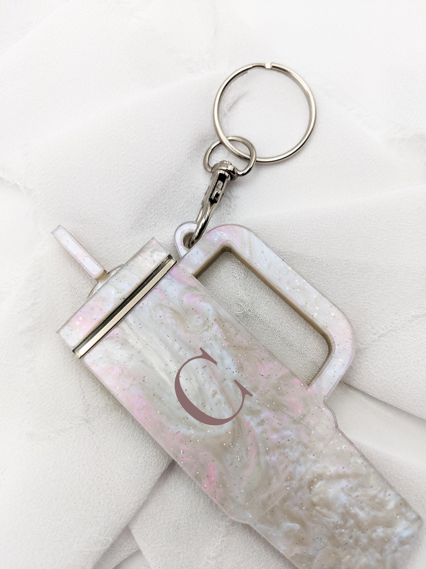 Custom Tumbler Keychain with Initial