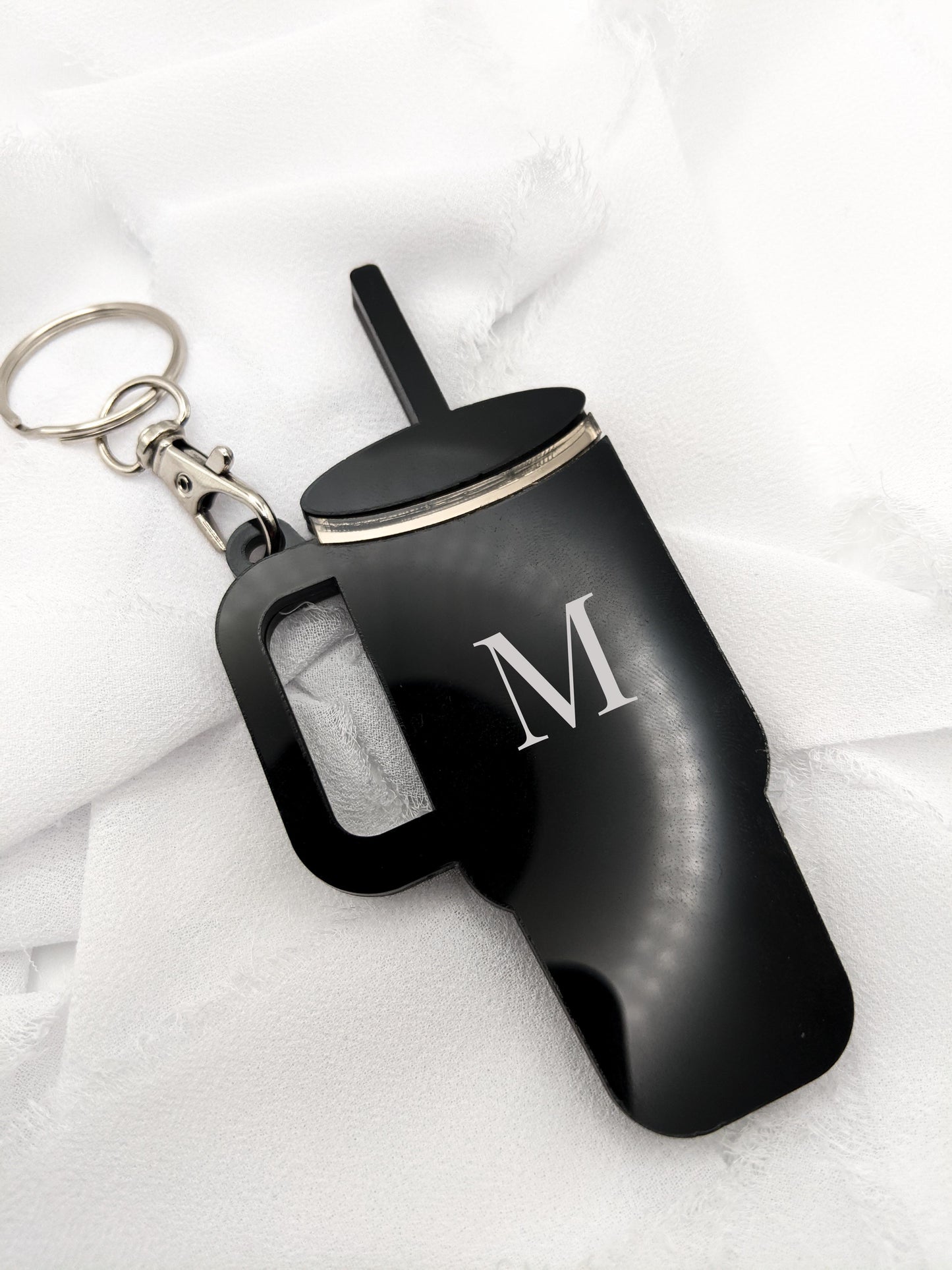 Custom Tumbler Keychain with Initial