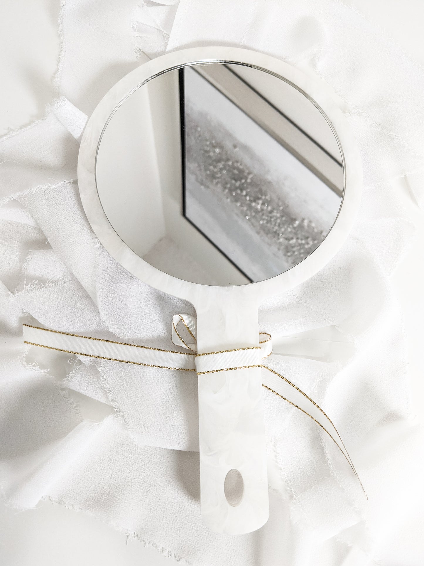 Custom Initial Acrylic Hand Mirror, Personalized Circle Vanity Mirror