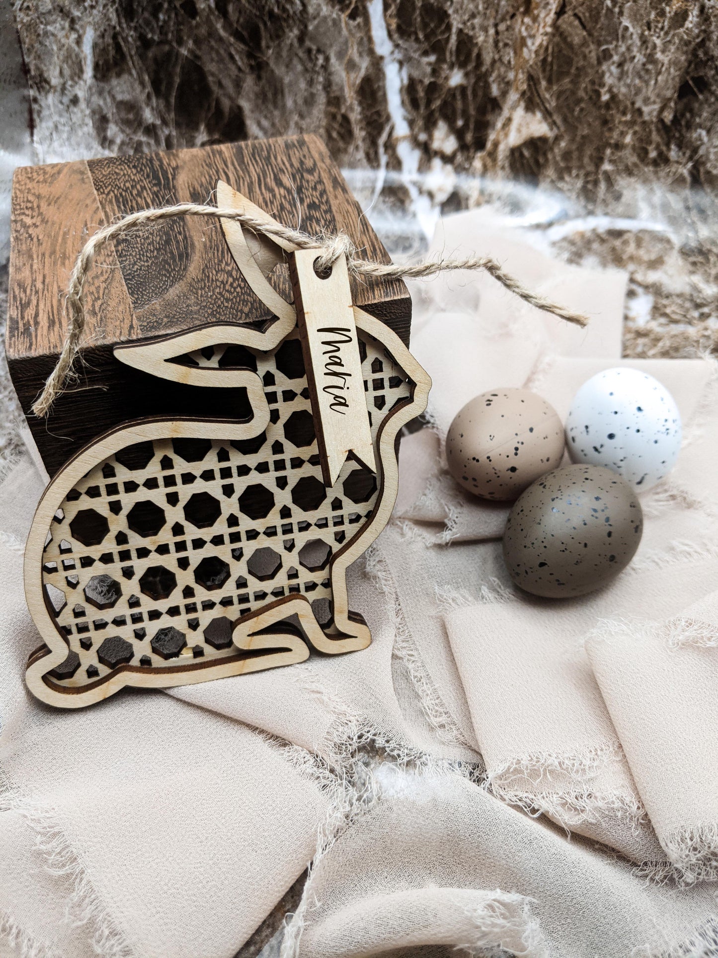 Custom Easter Bunny Wood Tag
