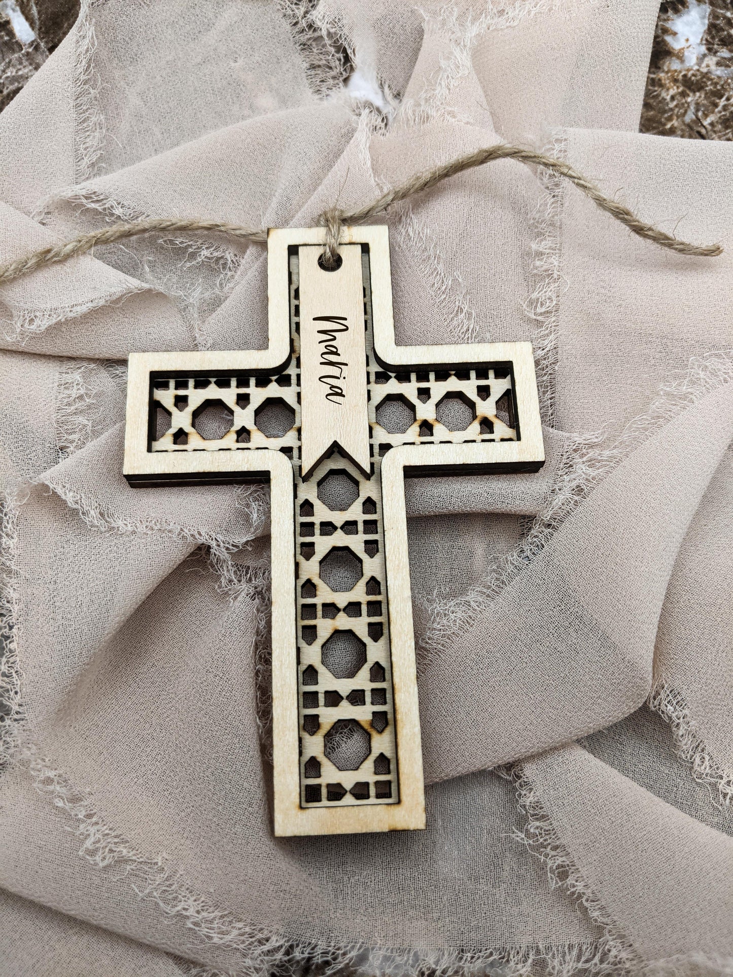 Custom Easter Cross Wood Tag