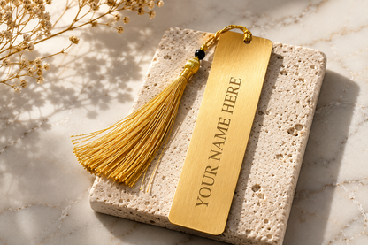 Personalized Metal Bookmark, Custom Engraved Bookmark, | Gift for Book Lovers, Gold or Silver Bookmark (5” x 1”)