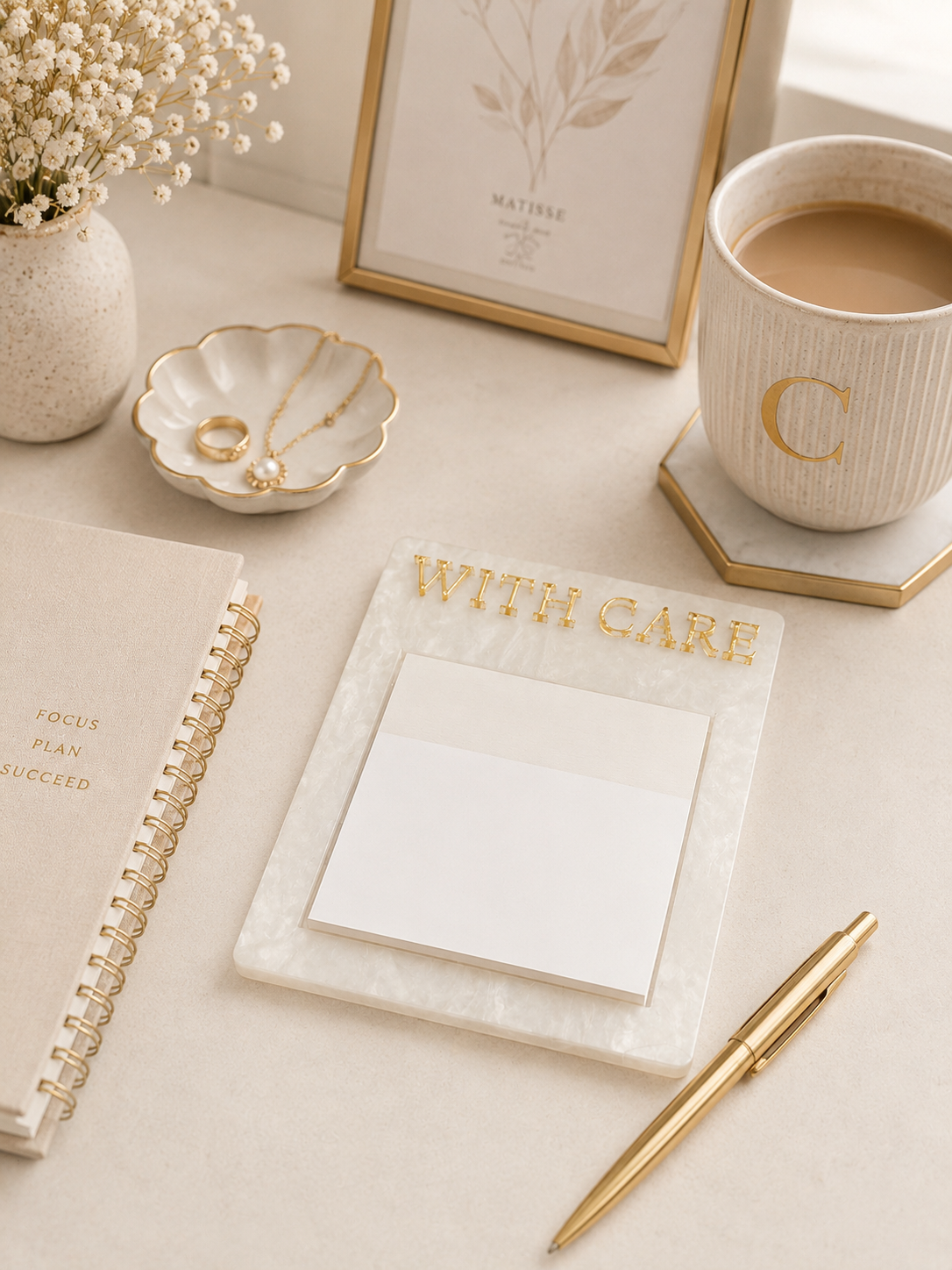 Personalized Acrylic Sticky Note Holder, Custom Office Desk Organizer