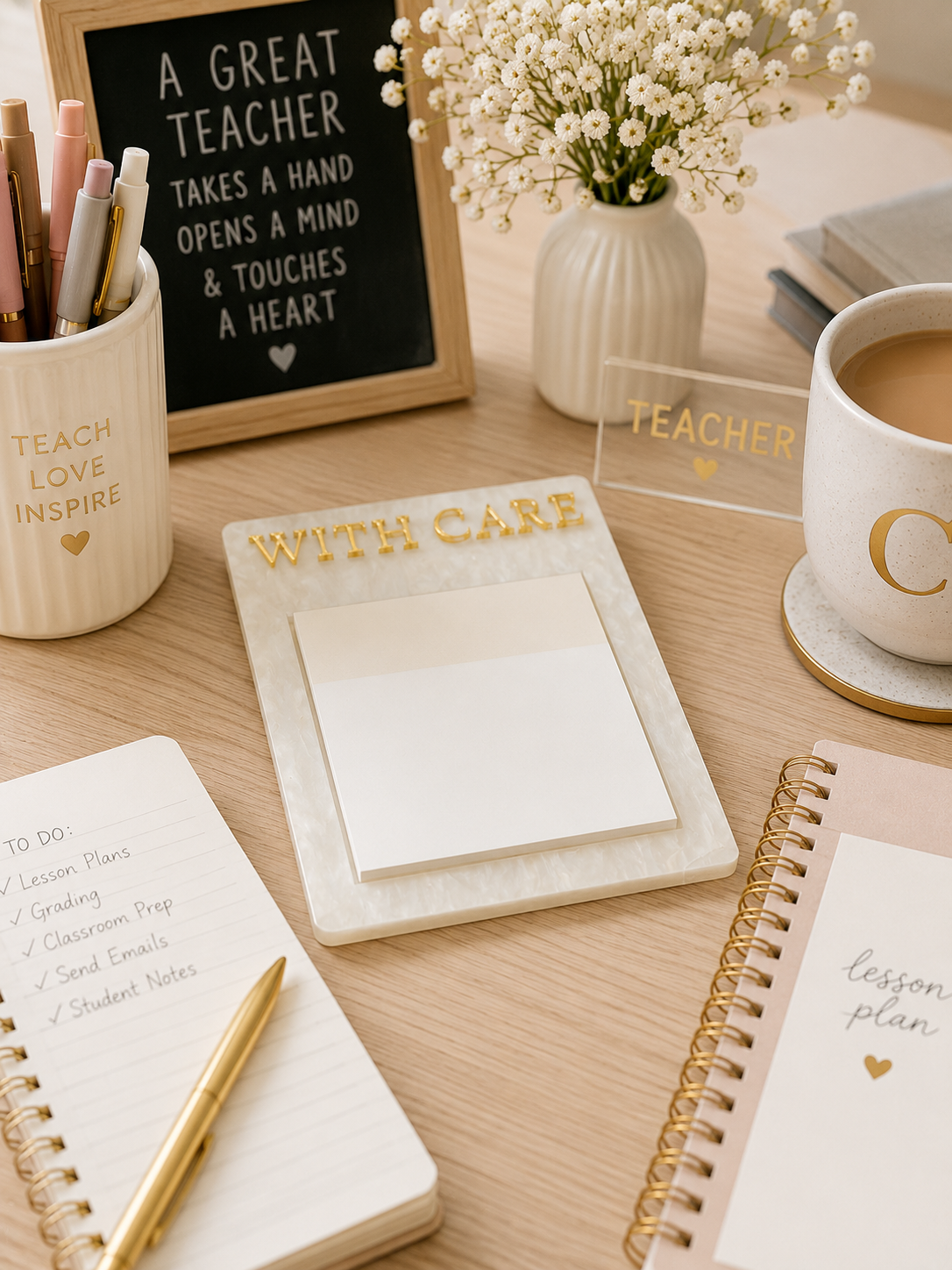 Personalized Acrylic Sticky Note Holder, Custom Office Desk Organizer