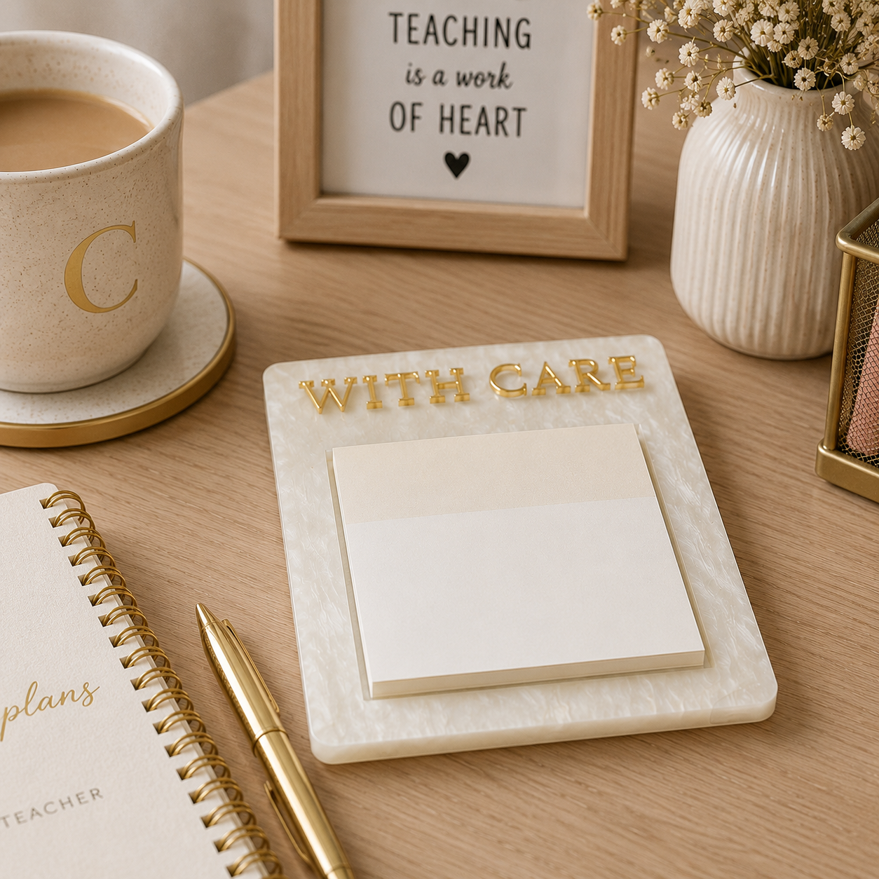 Personalized Acrylic Sticky Note Holder, Custom Office Desk Organizer