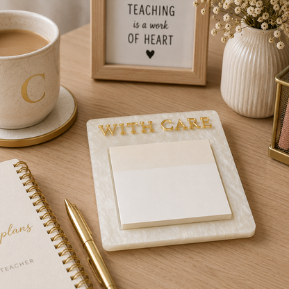 Personalized Acrylic Sticky Note Holder, Custom Office Desk Organizer
