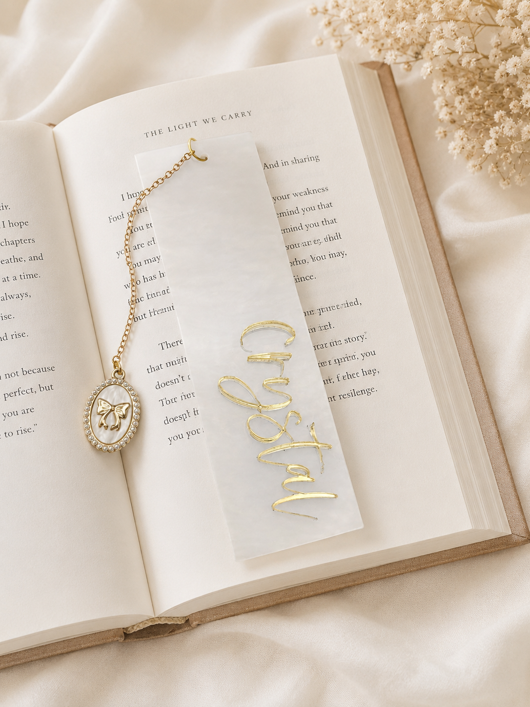 Personalized Acrylic Bookmark with Charm, Custom Name Bookmark, Reader Gift, Book Lover Gift