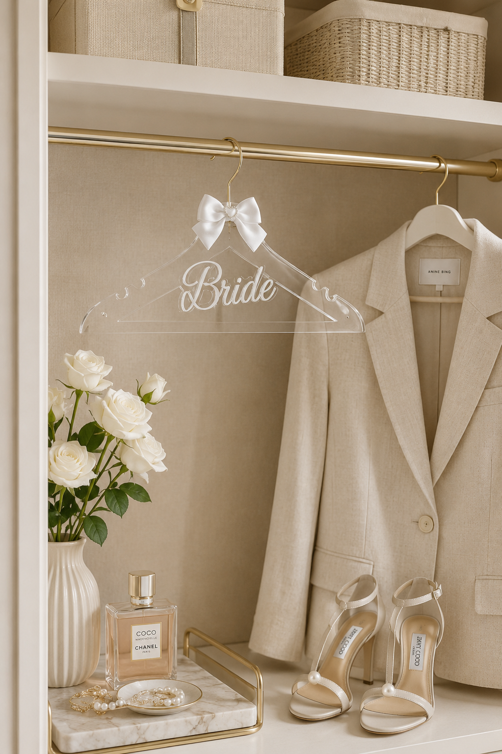 Personalized Bride Acrylic Hanger, Custom Wedding Dress Hanger