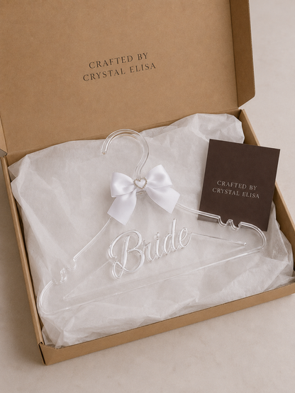 Personalized Bride Acrylic Hanger, Custom Wedding Dress Hanger