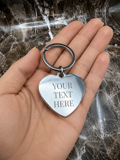 The Sweetheart Signature Keychain, Custom Engraved Heart Keychain with Name or Photo