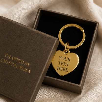 The Sweetheart Signature Keychain, Custom Engraved Heart Keychain with Name or Photo