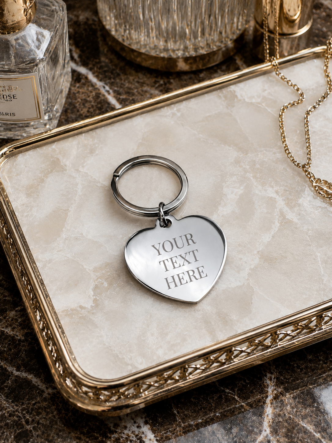 The Sweetheart Signature Keychain, Custom Engraved Heart Keychain with Name or Photo