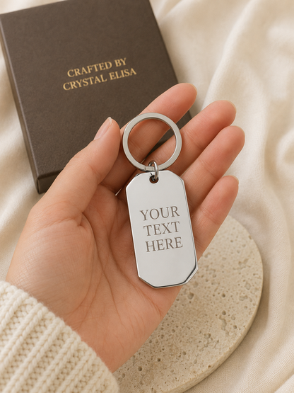 The Signature Tag Keychain, Custom Engraved Keychain with Name or Photo