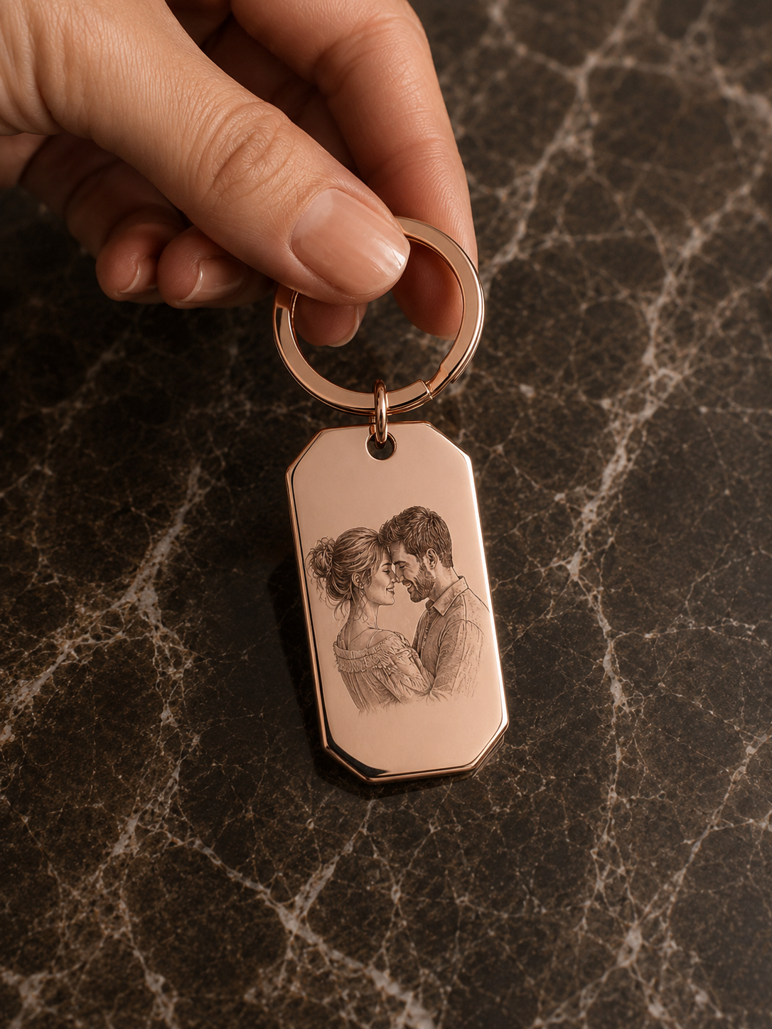 The Signature Tag Keychain, Custom Engraved Keychain with Name or Photo