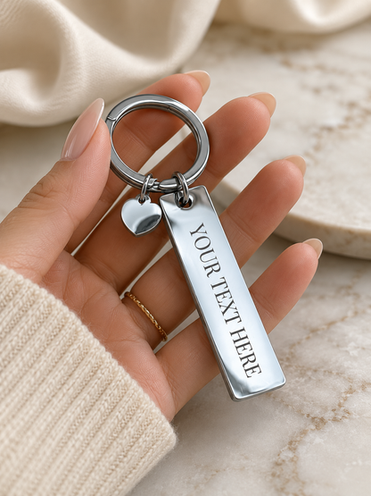 The Linea Signature Keychain, Custom Engraved Line Keychain with Name or Photo