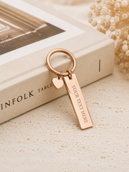The Linea Signature Keychain, Custom Engraved Line Keychain with Name or Photo