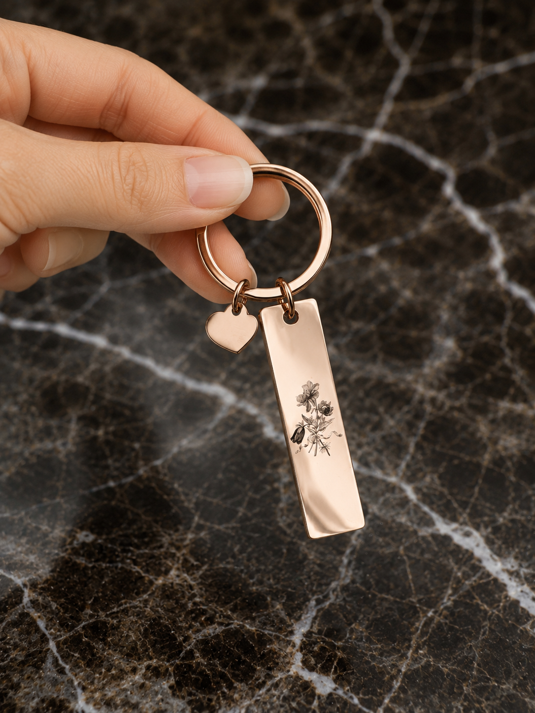 The Linea Signature Keychain, Custom Engraved Line Keychain with Name or Photo