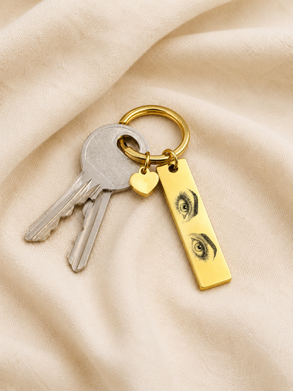The Linea Signature Keychain, Custom Engraved Line Keychain with Name or Photo