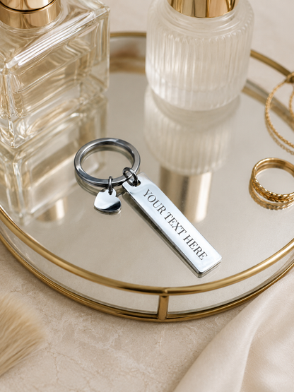 The Linea Signature Keychain, Custom Engraved Line Keychain with Name or Photo