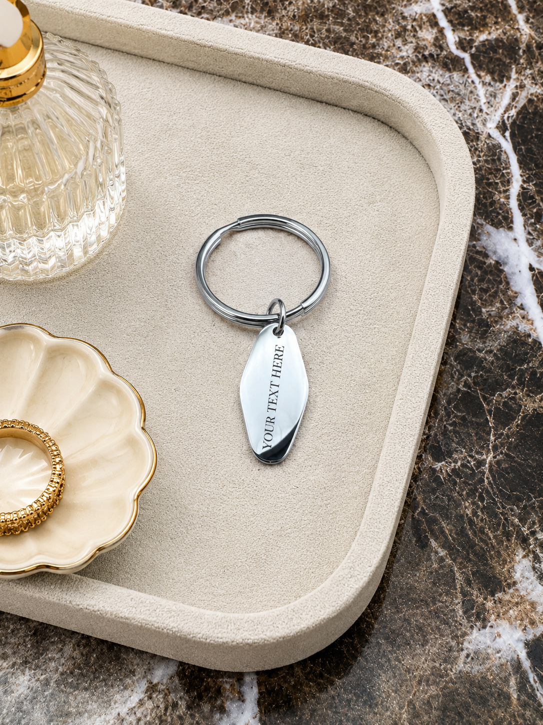 The Ovala Signature Keychain, Custom Engraved Keychain with Name or Photo
