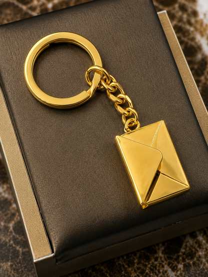 The Message Signature Keychain, Custom Engraved Envelope Keychain with Name or Photo