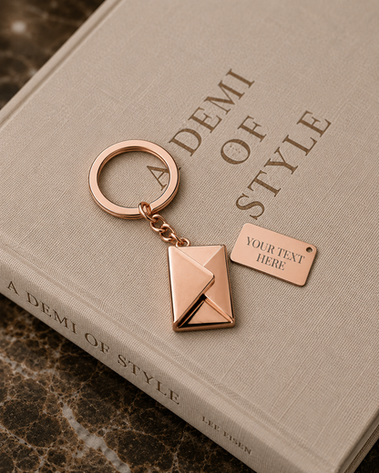 The Message Signature Keychain, Custom Engraved Envelope Keychain with Name or Photo