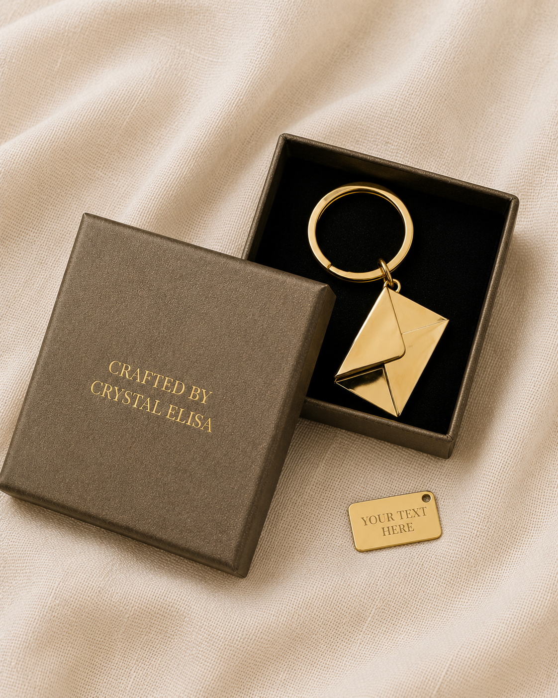 The Message Signature Keychain, Custom Engraved Envelope Keychain with Name or Photo