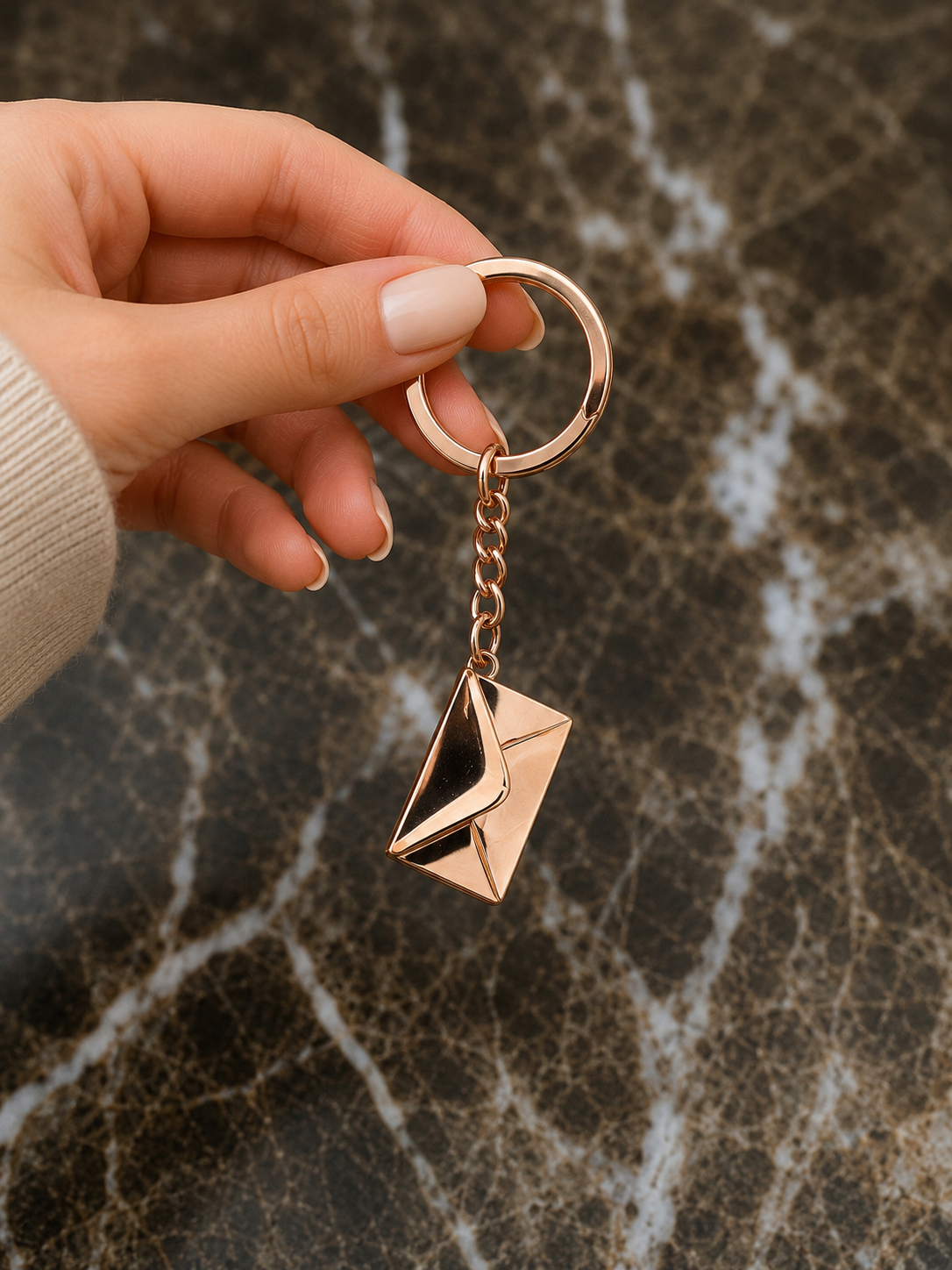 The Message Signature Keychain, Custom Engraved Envelope Keychain with Name or Photo