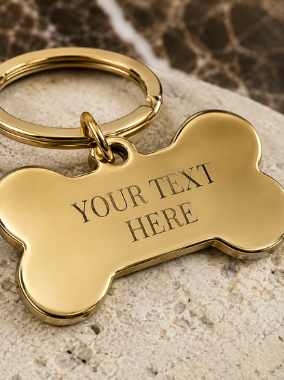 The Bone Signature Keychain, Custom Engraved Bone Keychain with Name or Photo