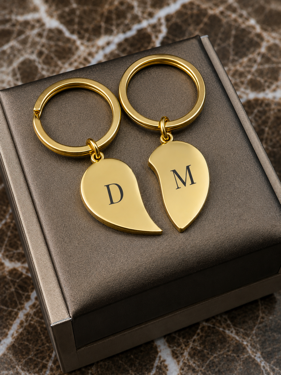 The Everbond Signature Keychain, Custom Engraved Heart Keychain with Name or Photo