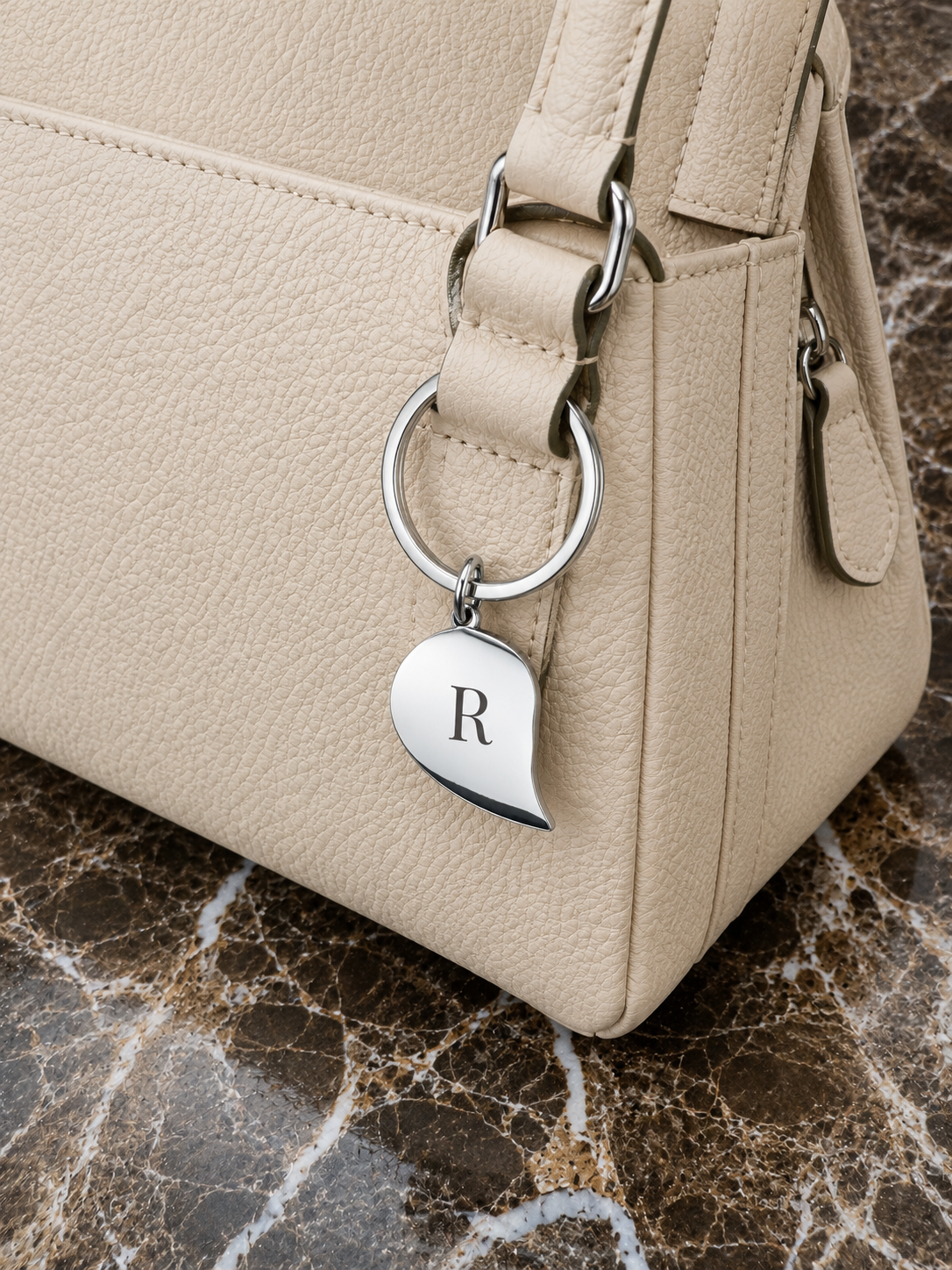 The Everbond Signature Keychain, Custom Engraved Heart Keychain with Name or Photo