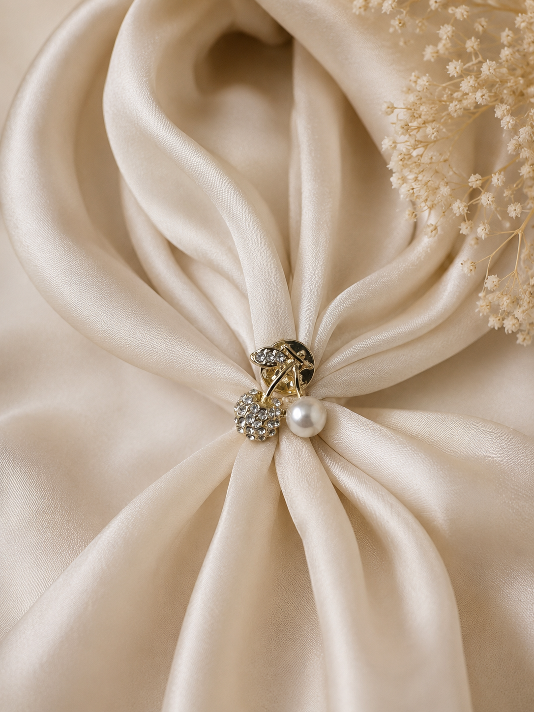 Gold Crystal Cherry Brooch, Elegant Cherry Lapel Pin