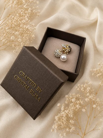 Gold Crystal Cherry Brooch, Elegant Cherry Lapel Pin