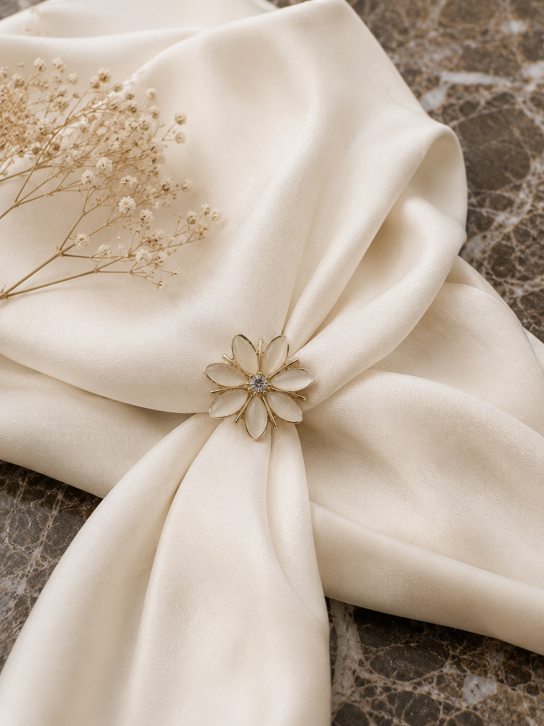 White Flower Brooch, Elegant Floral Lapel Pin
