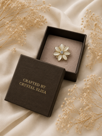 White Flower Brooch, Elegant Floral Lapel Pin