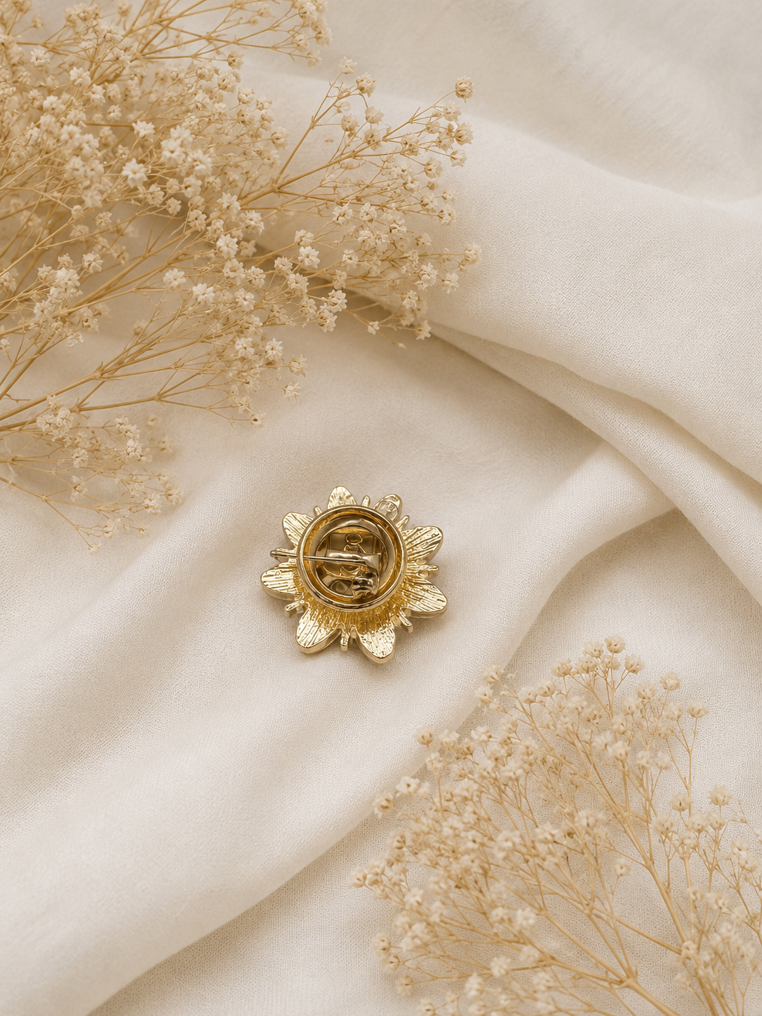 White Flower Brooch, Elegant Floral Lapel Pin